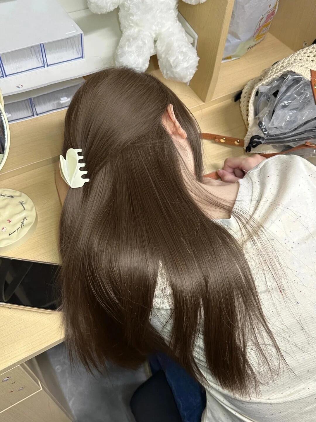 Natural chestnut brown extension clip style